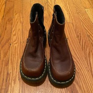 dr martens brown leather ankle side zip boots size 37 NEW! chunky sole